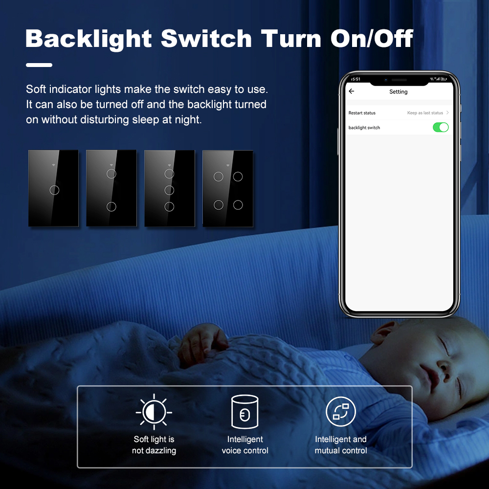 Interrupteur mural tactile int - Smart Light Switch Wifi avis et prix
